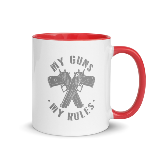 My Guns My Rules mug in Red colorway, product mockup