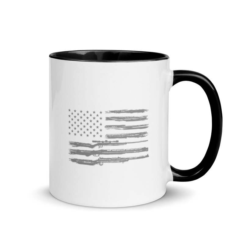 Grunge American Flag with Guns Mug with Color Inside