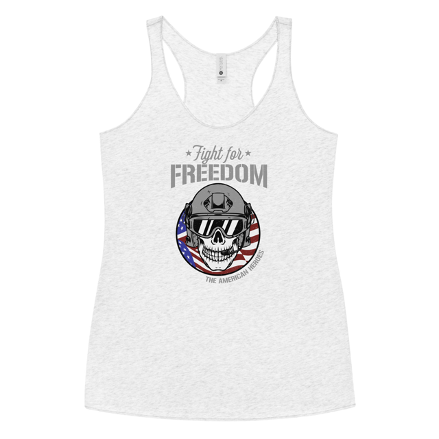 Fight For Freedom - The American Heroes tank top in Heather White colorway, product mockup