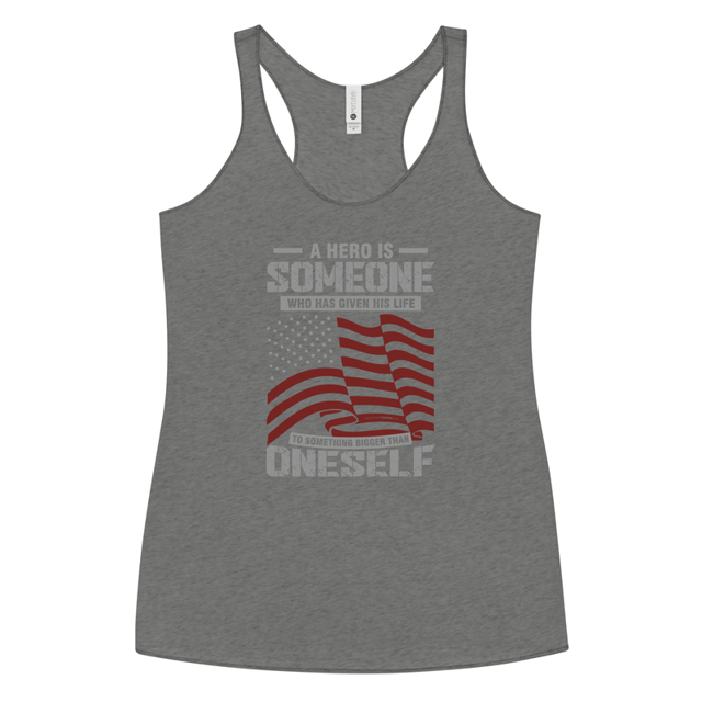 A Hero Is Someone tank top in Premium Heather colorway, product mockup