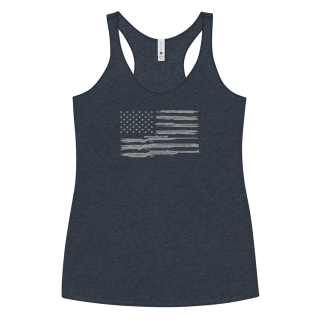 Grunge American Flag with Guns Women's Tank Top, second view