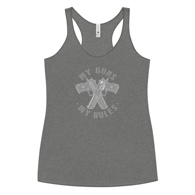 My Guns My Rules tank top in Premium Heather colorway, product mockup
