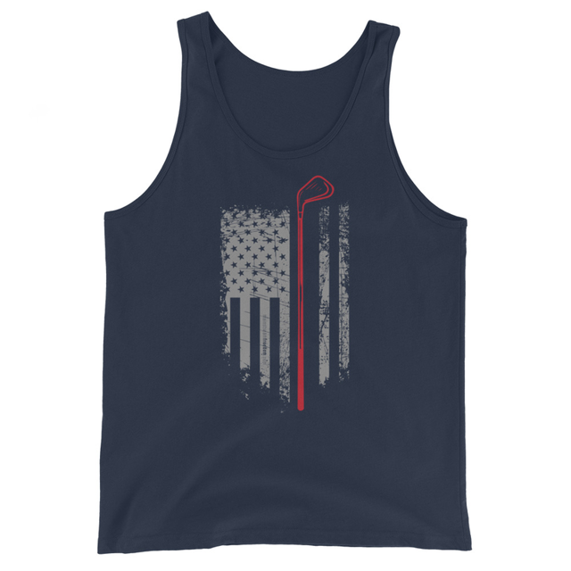 Grunge American Golfer tank top in navy, product mockup