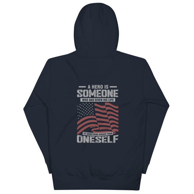 A Hero Is Someone Who Has Given His Life To Something Bigger Than Oneself Unisex Hoodie (Back Design), second view