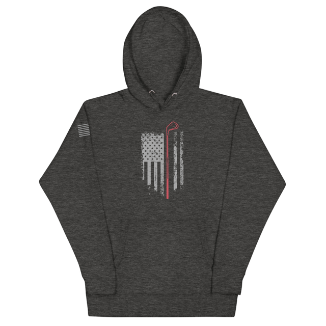 Grunge American Golfer hoodie in charcoal heather, product mockup
