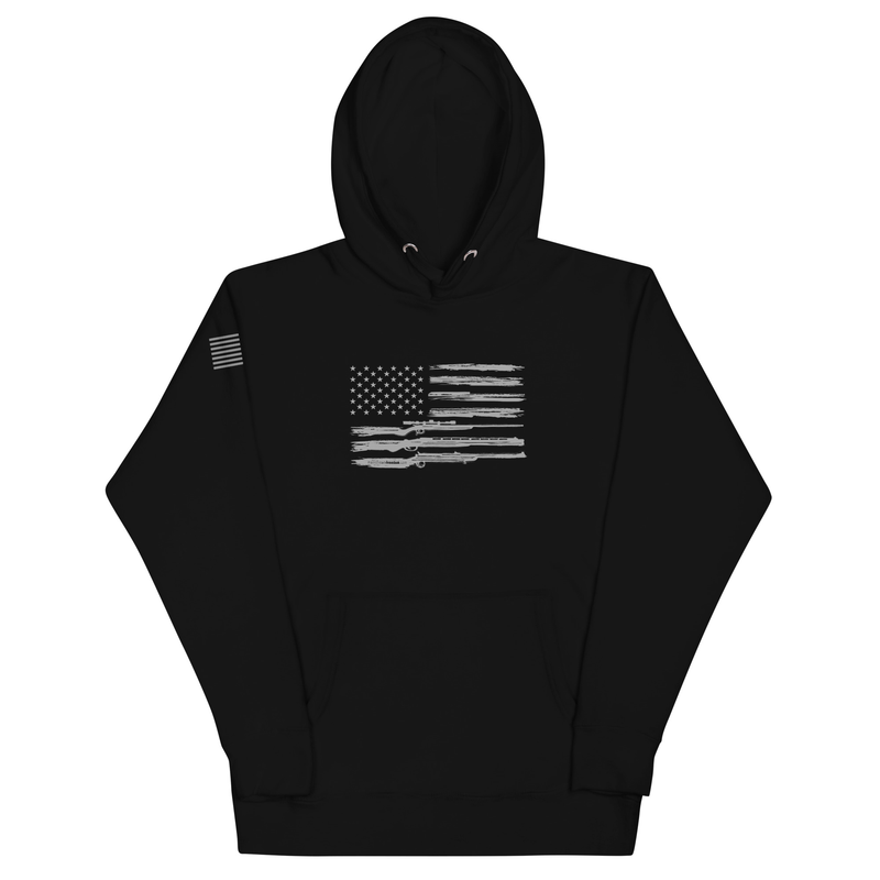 Grunge American Flag with Guns Unisex Hoodie