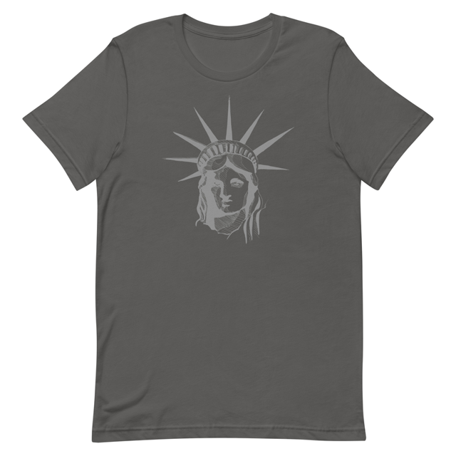 Statue of Liberty t-shirt in asphalt grey, product mockup