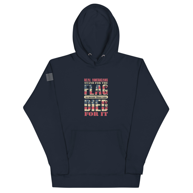 Real Americans Stand For The Flag To Honor Those Who Died For It Unisex Hoodie, second view