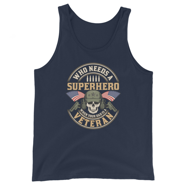 Who Needs A Superhero When Your Dad Is A Veteran Men's Tank Top, second view