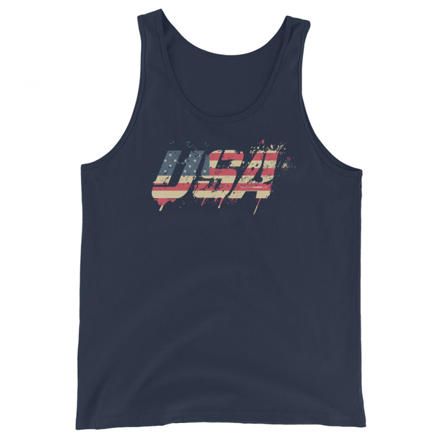 USA Grunge tank top in Navy colorway, product mockup