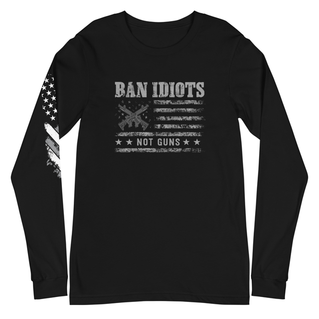 Ban Idiots Not Guns Unisex Long Sleeve Tee, second view