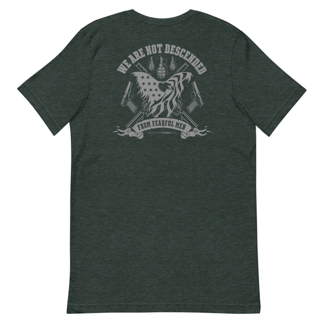 We Are Not Descended from Fearful Men Unisex Conservative t-shirt (Back Design), second view