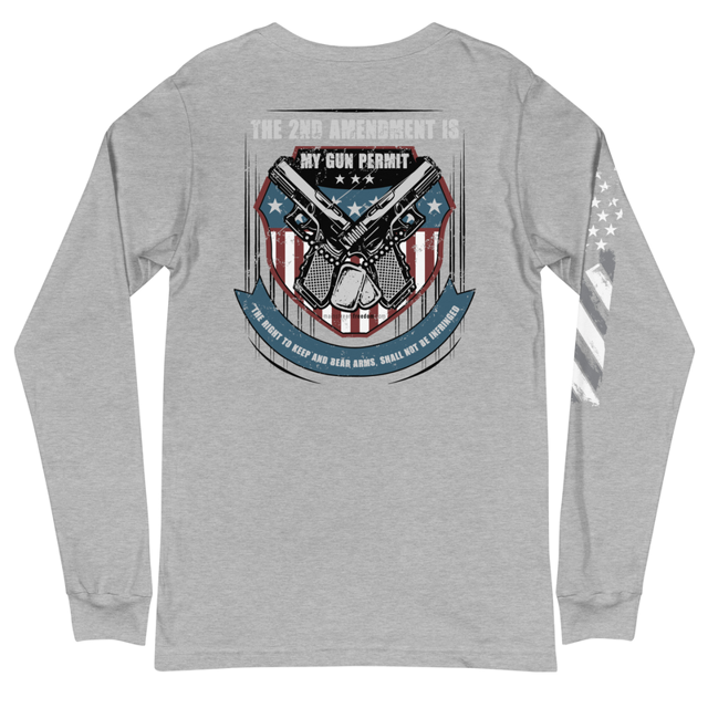 The 2nd Amendment Is My Gun Permit Long Sleeve Tee in Athletic Heather, product mockup