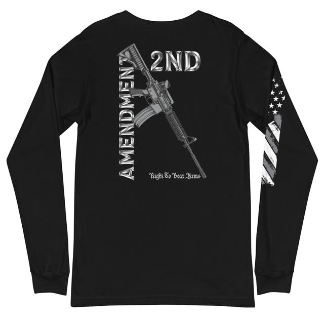 2nd Amendment Right To Bear Arms long sleeve tee in Black, back view