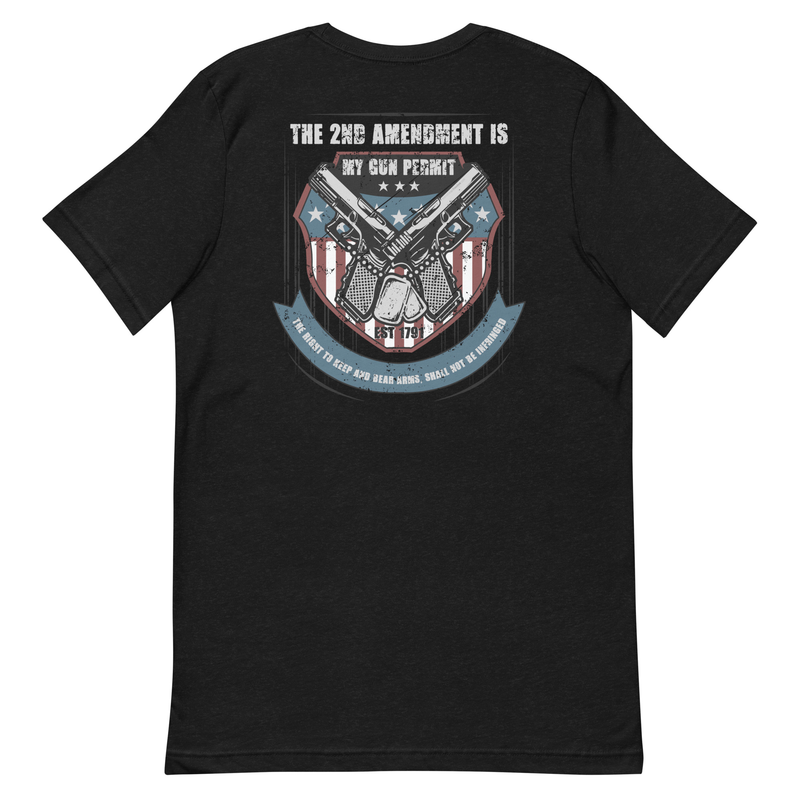 The 2nd Amendment Is My Gun Permit - The Right To Keep And Bear Arms, Shall Not Be Infringed Pro Guns t-shirt (Back)