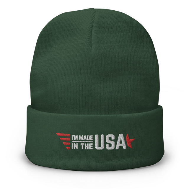personal pride embroidered beanie in Dark green