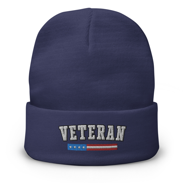 Veteran embroidered beanie in Navy