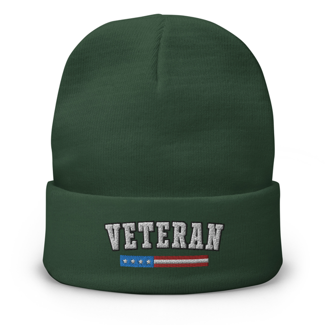 Veteran embroidered beanie in Dark green