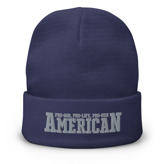 American values embroidered beanie in Navy