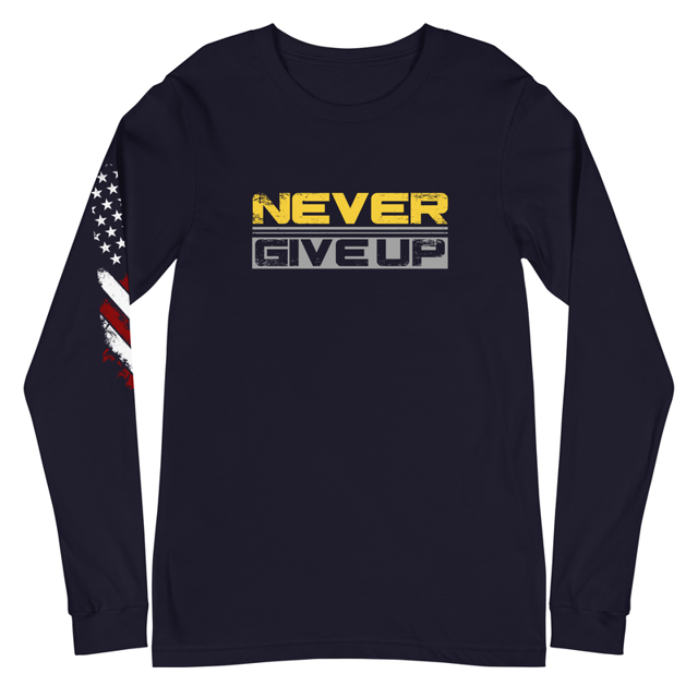 Never Give Up Unisex Long Sleeve Tee, second view