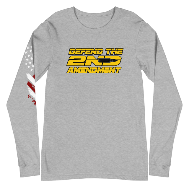 Defend The 2nd Amendment long sleeve tee in Athletic Heather, product mockup