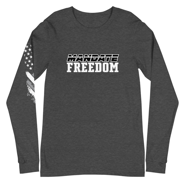 Mandate Freedom long sleeve tee in Dark Grey Heather, product mockup