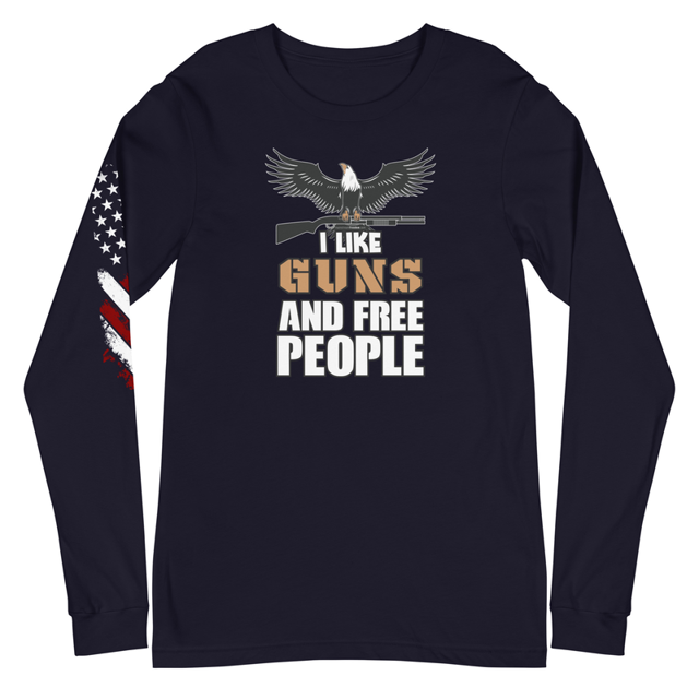 I Like Guns and Free People Unisex Long Sleeve Tee, second view