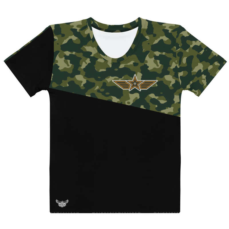 Military Star Camo Women's  All-Over Print Crew Neck T-Shirt