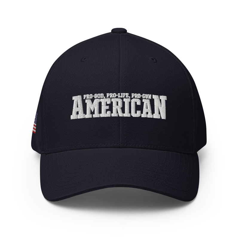 American (Pro-God, Pro-Life, Pro-Gun) Patriotic Embroidered Structured Twill Cap