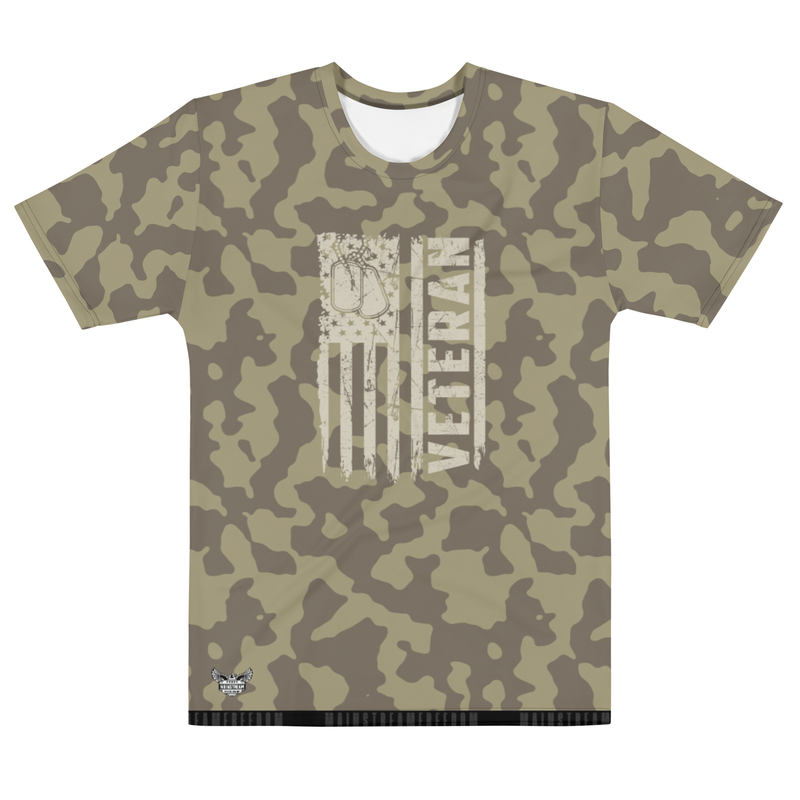 Veteran Flag Camo (Army Tan) Men's  All-Over Print Crew Neck T-Shirt