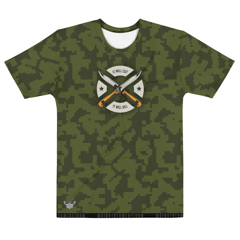 It Will Cut, It Will Kill Camo Men's All-Over Print Crew Neck T-Shirt
