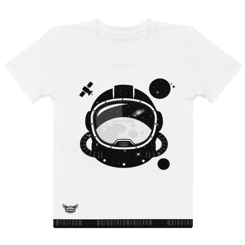 Astronaut Helmet Galaxy Women's  All-Over Print Crew Neck T-Shirt