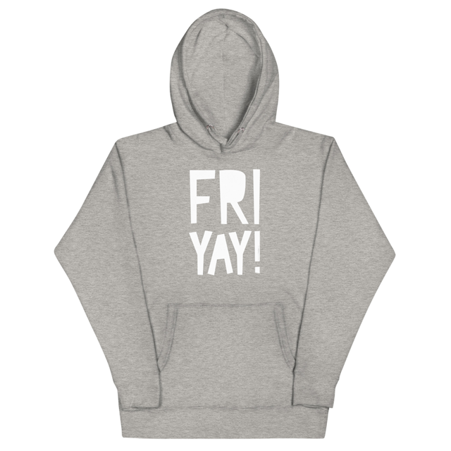 Fri Yay hoodie in carbon grey, product mockup
