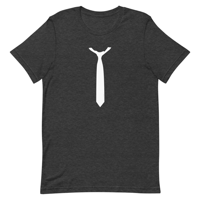 Necktie Silhouette Unisex t-shirt in Dark Grey Heather, product mockup