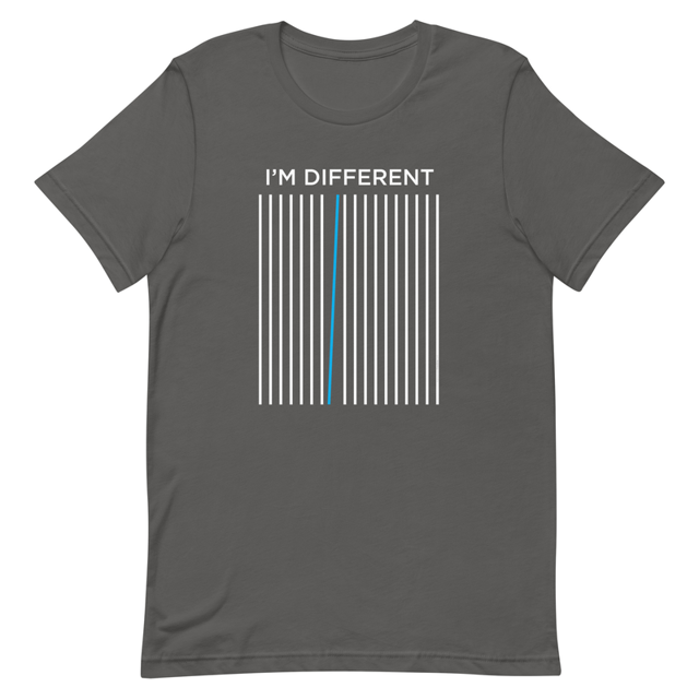 I'm Different Unisex t-shirt in Asphalt, product mockup