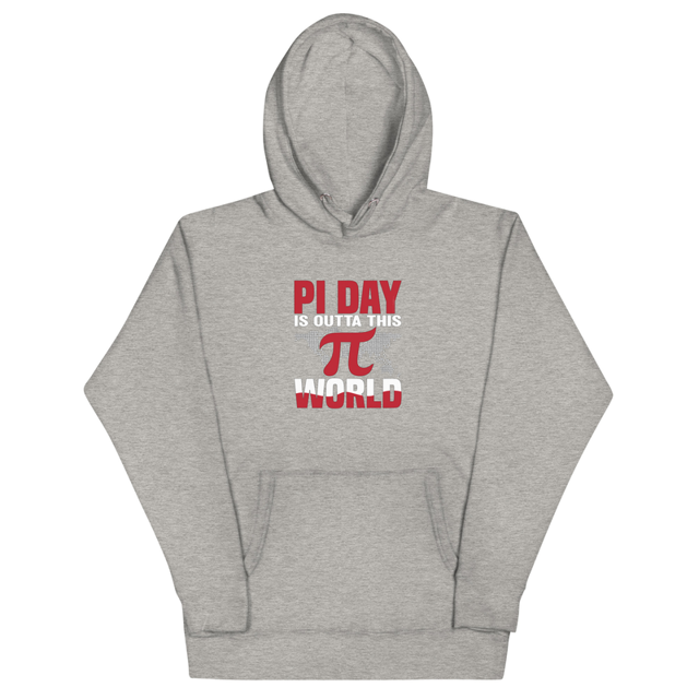 PI Day Is Outta This World hoodie in Carbon Grey colorway, product mockup