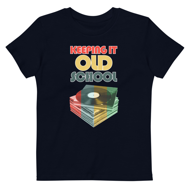 Keeping It Old School Organic cotton kids t-shirt in French Navy, product mockup