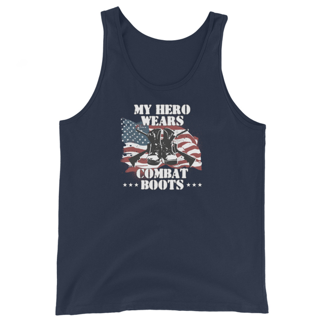 My Hero Wears Combat Boots Men's Tank Top, second view
