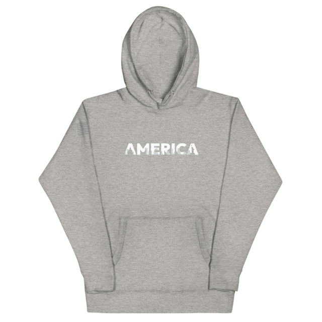 America Unisex Hoodie in Carbon Grey, product mockup