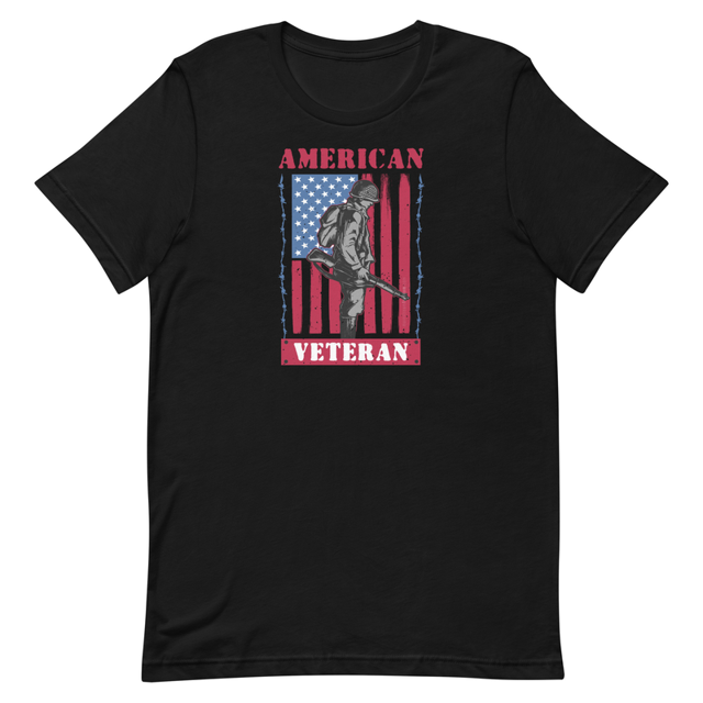 American Veteran t-shirt in black, product mockup