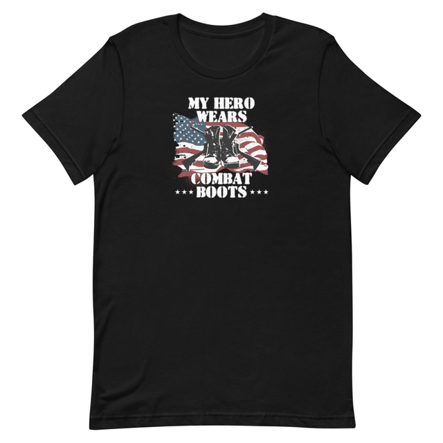 My Hero Wears Combat Boots Pro Military Patriotic t-shirt, second view