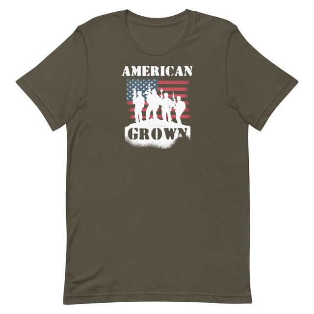 American Grown Proud American Graphic T-Shirt in Army, product mockup