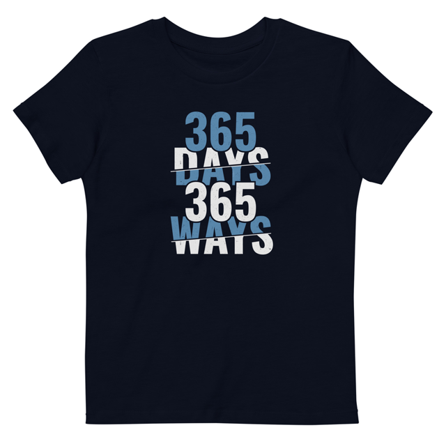 365 Days 365 Ways kids t-shirt in French navy, product mockup