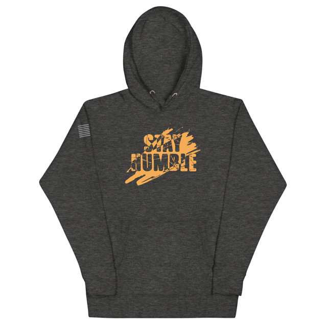 Stay Humble Unisex Hoodie in Charcoal Heather, product mockup