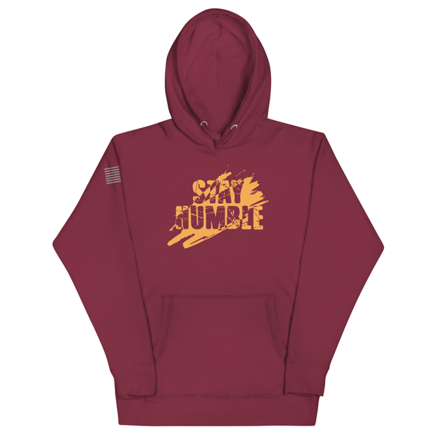 Stay Humble Unisex Hoodie in Maroon, product mockup