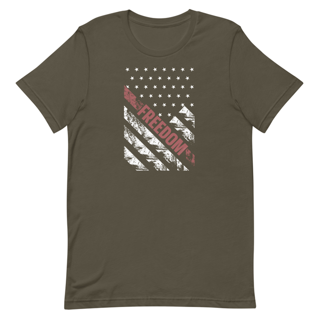 Freedom American Flag Grunge Style Military Patriotic Pro America Graphic t-shirt in Army, product mockup