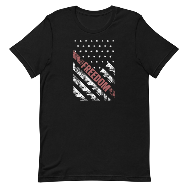Freedom American Flag Grunge Style Military Patriotic Pro America Graphic t-shirt, second view