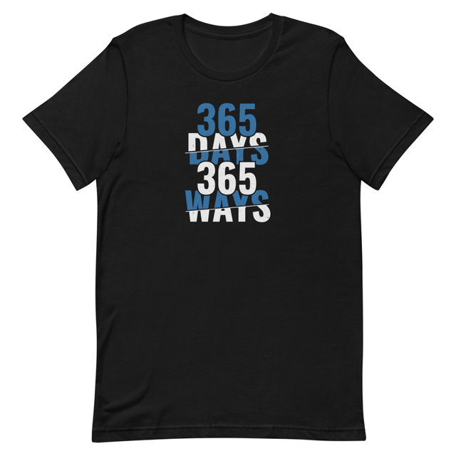 365 Days 365 Ways t-shirt in black, product mockup