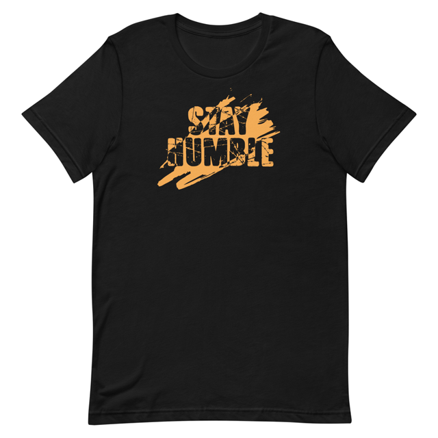 Stay Humble t-shirt in black, product mockup