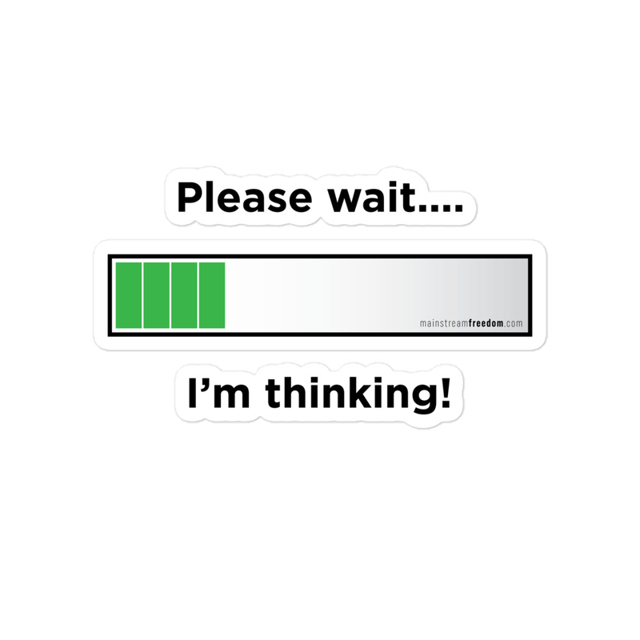 Please Wait. I'm Thinking Bubble-free stickers in White, product mockup